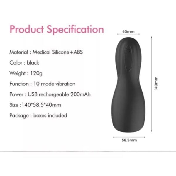 Masturbador Masculino Vibrador Recargable Silicona - Imagen 2